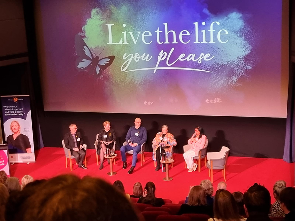 Photo of a panel of people at cinema screening for Live the life you please